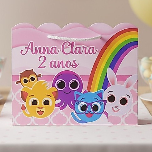 Bolofofo Rosa | Sacolinha Personalizada para Festa Infantil | Lembrancinha de Aniversário