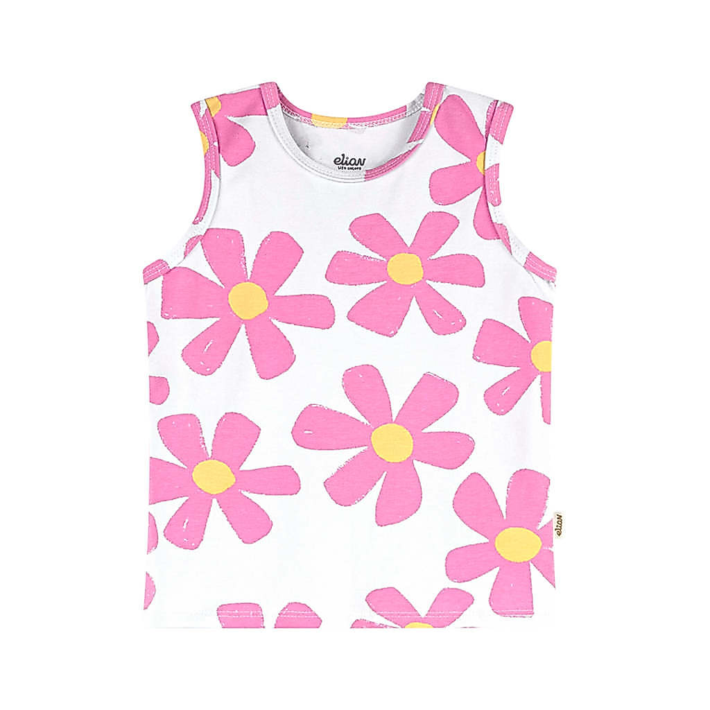 Regata Infantil Menina Cotton Estampa Elian Branco