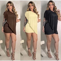 Vestido Suplex Tule Manga Solta Nula Manca Elegante Gringa Tubinho