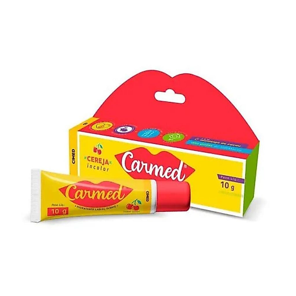 Carmed Protetor Labial Hidratante Cereja 10g Balm Hidratante Para Lábios Ressecados Com Aroma De Cereja Fórmula Emolient