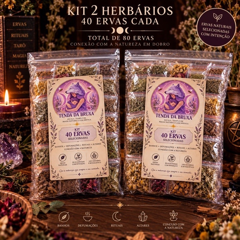kit 80 ervas - sao 2 Herbarium místico da bruxaria natural. São 80 ervas pó de fada e sal negro
