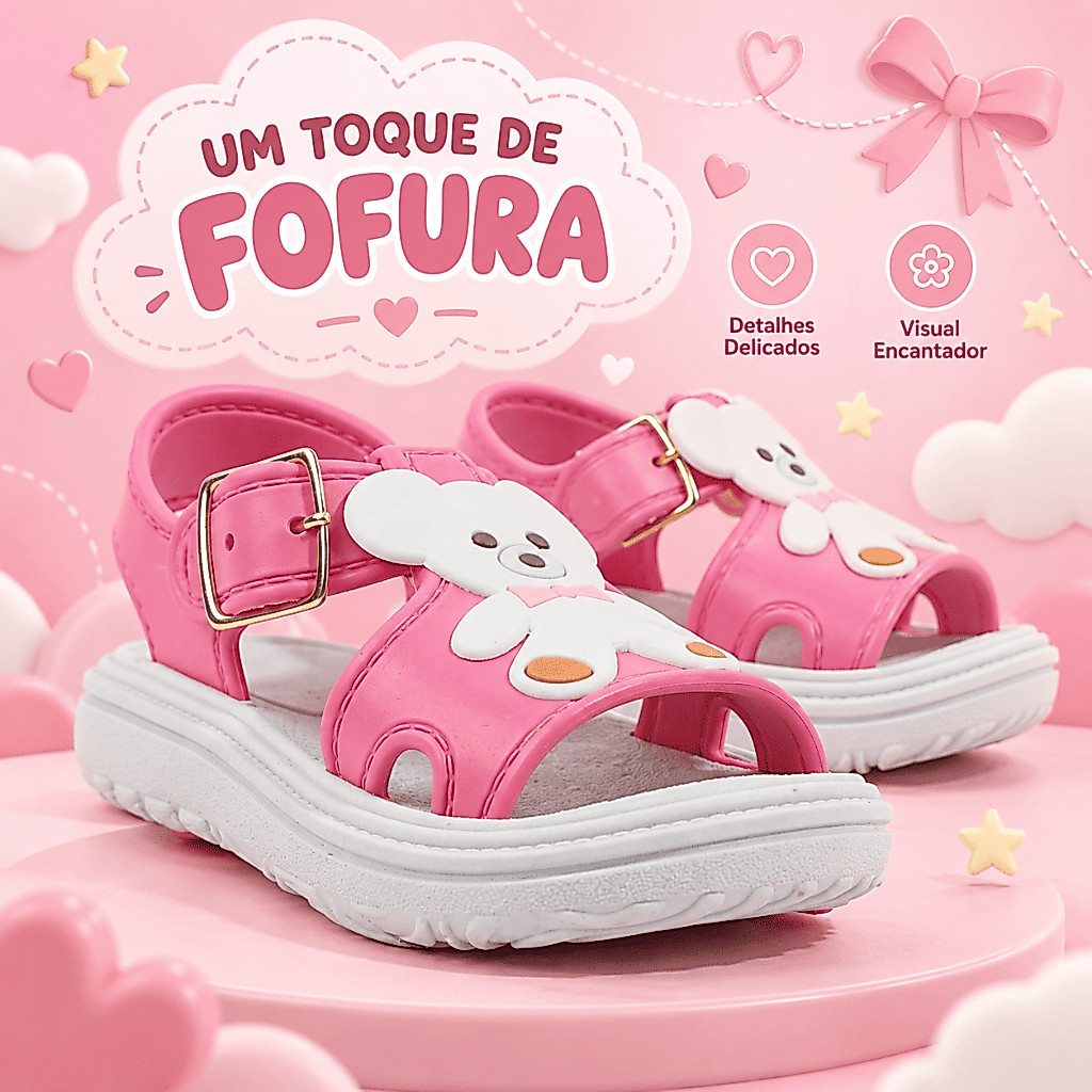 Sandália Infantil Menino e Menina EVA Personagem Fivela Ajustável Leve Confortável Antiderrapante
