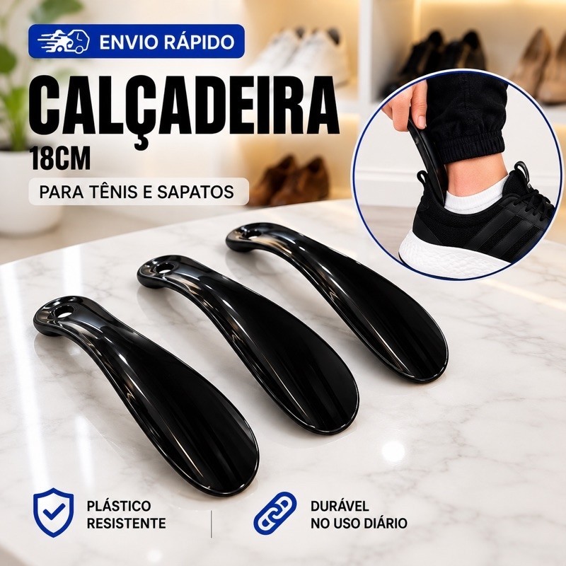Calçadeira para Tênis e Sapatos 18cm Plástica Resistente