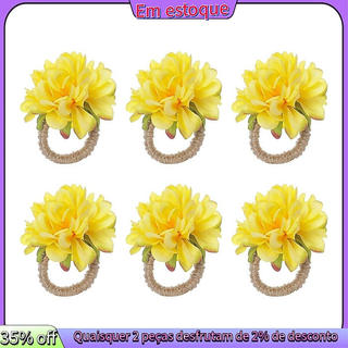 Anel de guardanapo de pérolas, decoração floral de estilo rústico para mesa, para decoração de mesa GFJG