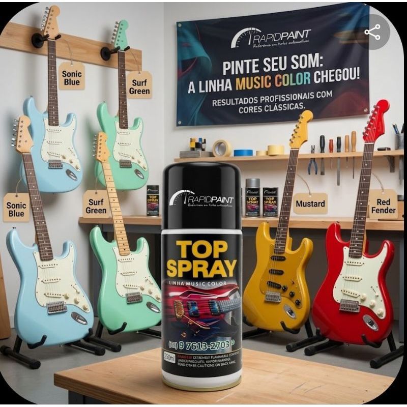 SPRAY PARA GUITARRAS EM CORES LACA CLASSICAS TOP SPRAY