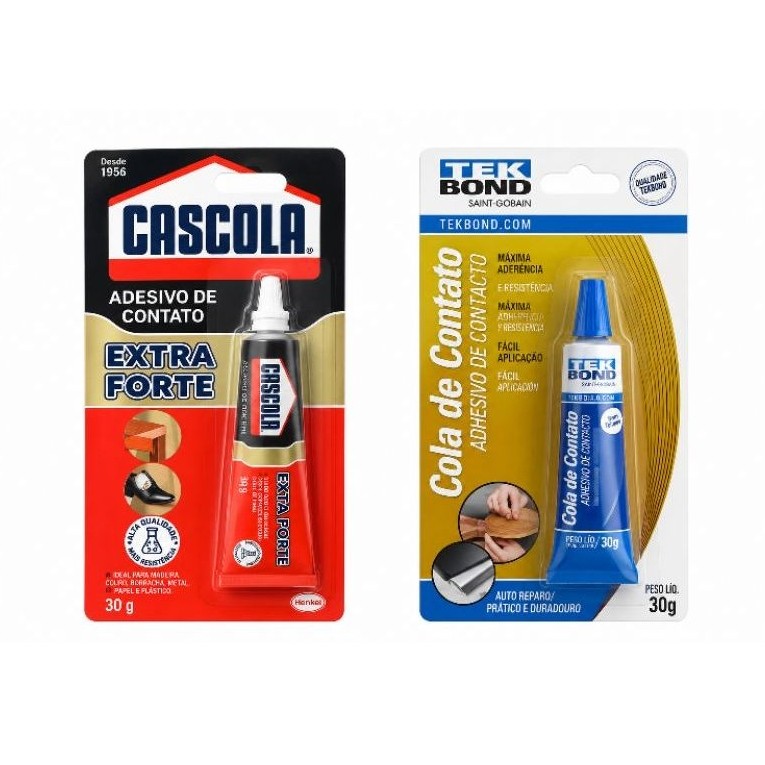 Adesivo Cola de Contato 30g e 200g Marcas Tekbond e Cascola - Cola Madeira, Borracha, MDF