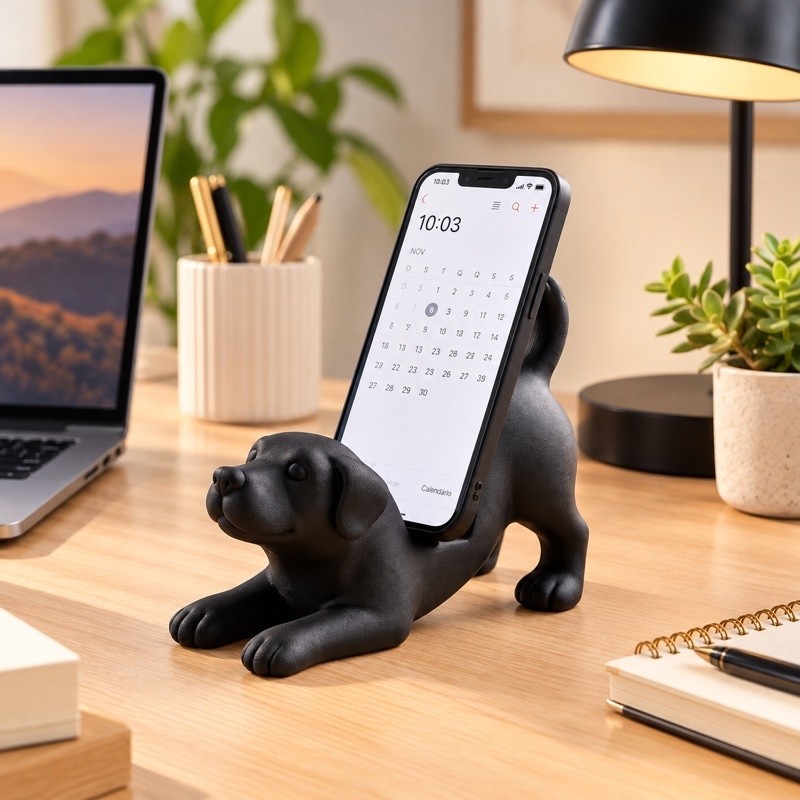 Suporte Celular Cachorrinho Lindo | Decoração para Mesa e Escritório | Cachorro