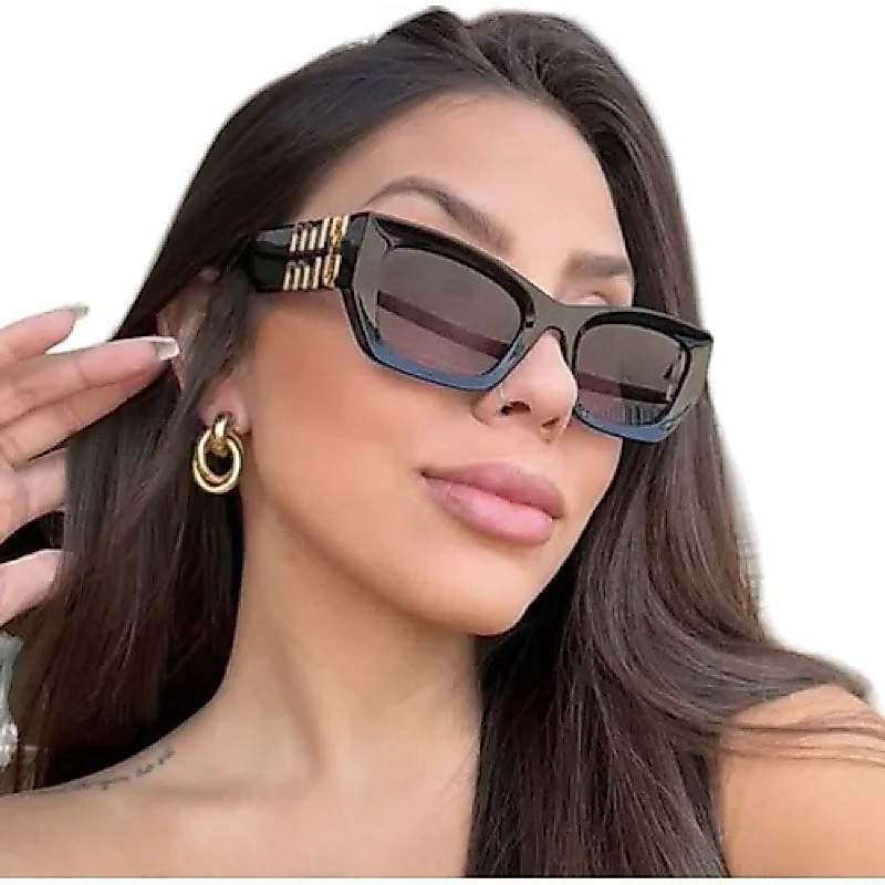 Óculos de Sol Quadrado Gatinho Y2k Estilo Moda Casual Feminino Virginia Blogueiras Tendência Retrô Preto Marrom Miu