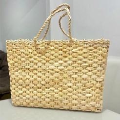 Bolsa de Palha Adulta 38 Cm Moda Feminina Praia Feira Trama Fechada (Envio Imediato)