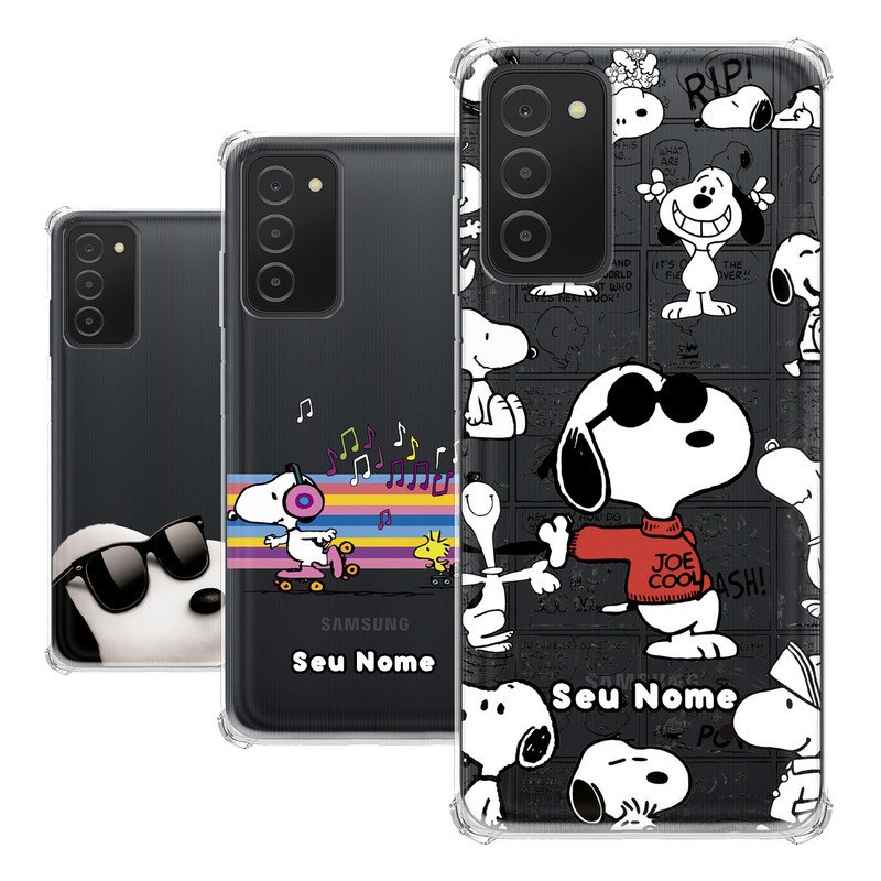 Capa para Samsung Galaxy A03S Coleção Snoopy e Charlie Brown e Woodstock