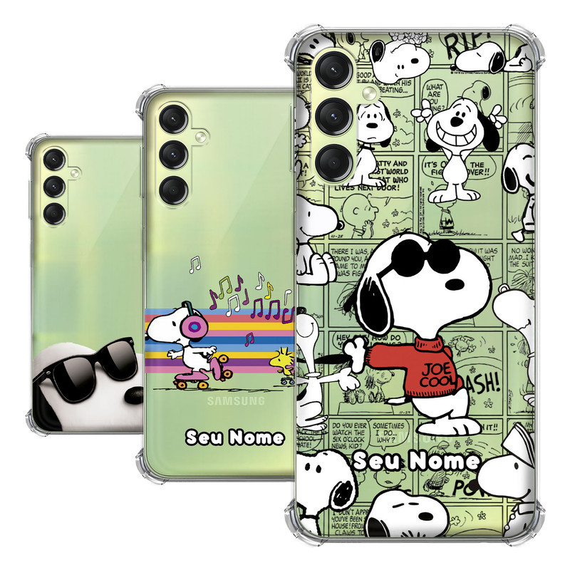 Capa para Samsung Galaxy A24 4G Coleção Snoopy e Charlie Brown e Woodstock
