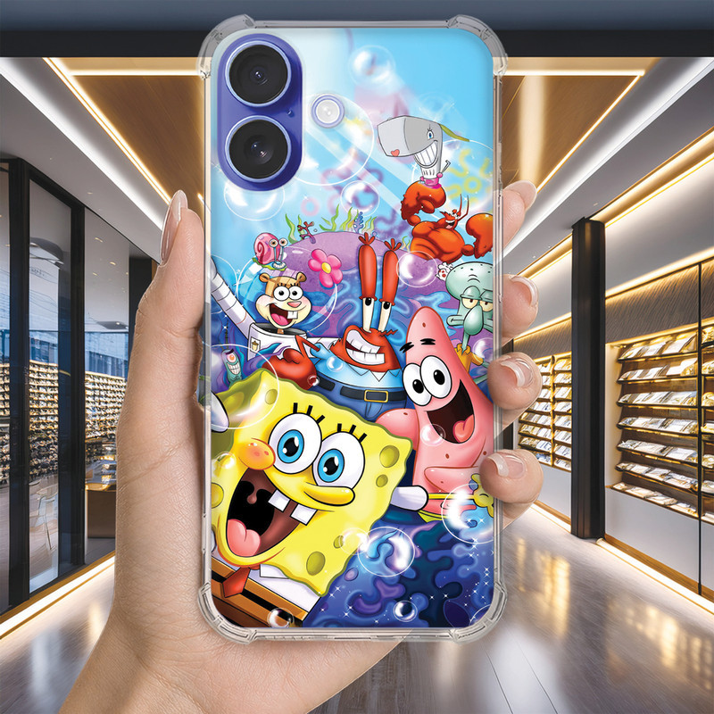 Capa Capinha IPHONE 16 PRO MAX PLUS 16e 15 14 13 MINI Anti-impacto Personalizada geek BOB esponja (3461)