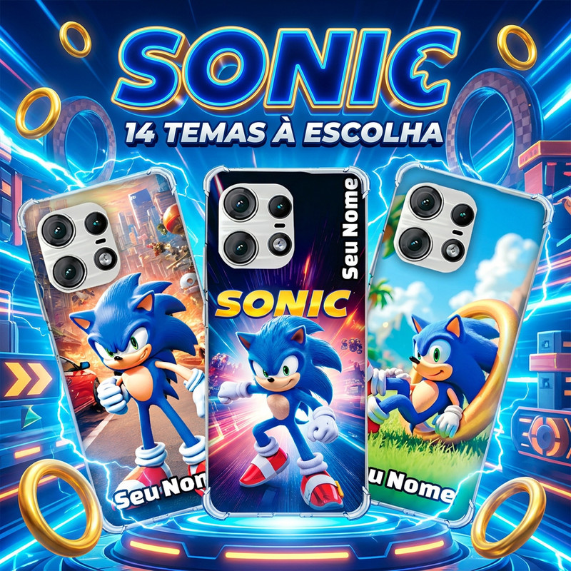 Capinha Capa MOTO G85 G84 G75 G73 G71 G62 G60 G56 G54 G53 G52 Anti-impacto Personalizada tema gamer SONIC