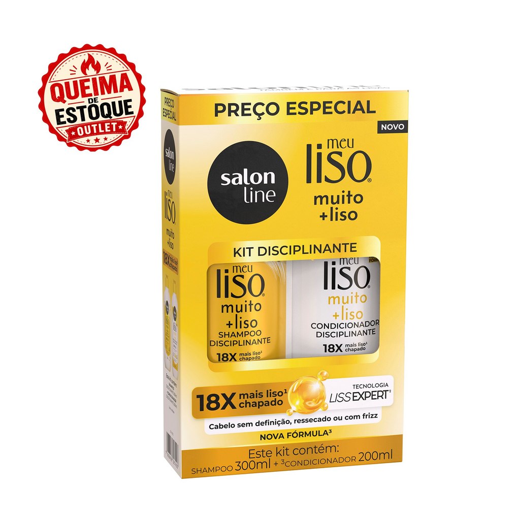 Kit Shampoo 300ml + Condicionador 200ml  Meu Liso Muito + Liso