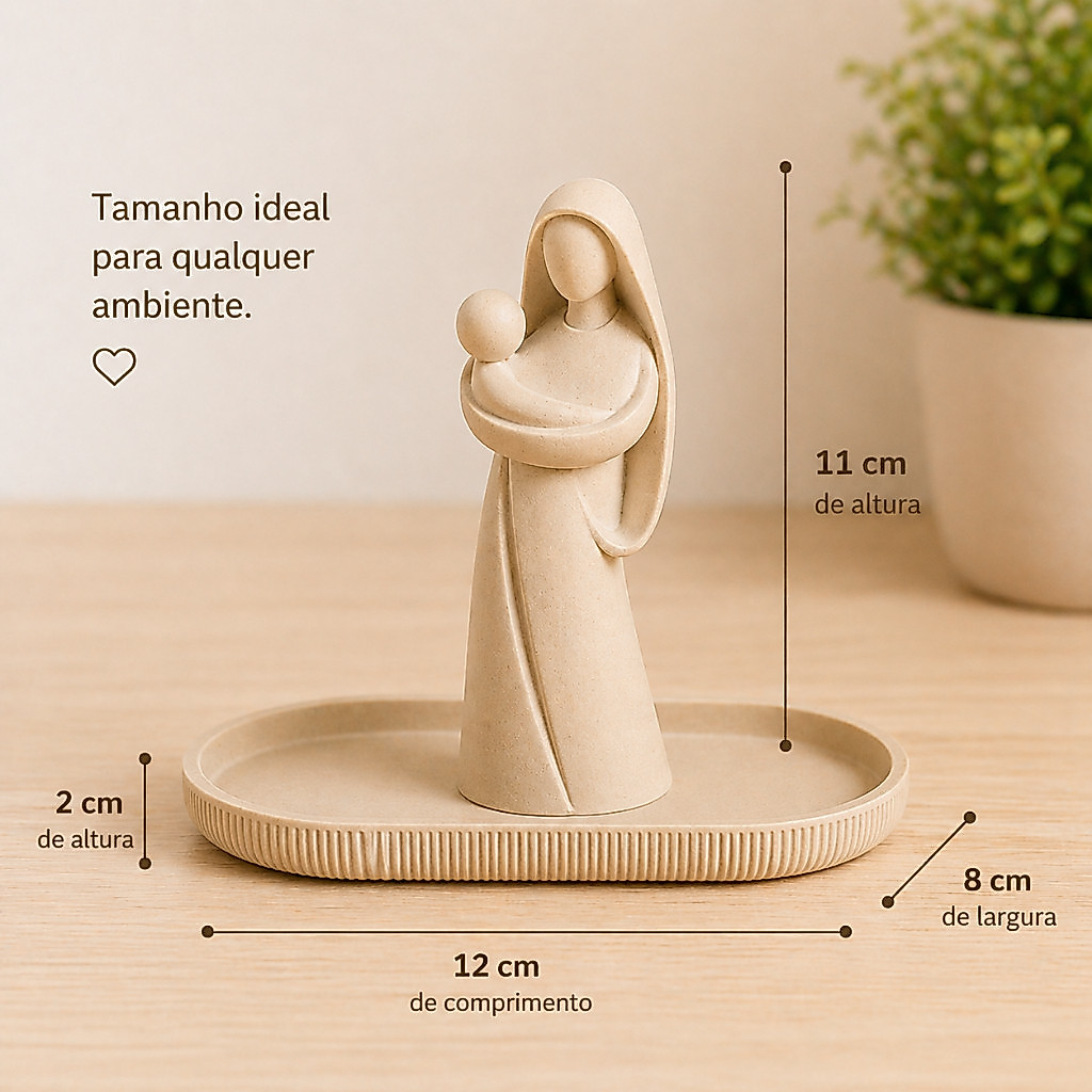 Porta Terço Nossa Senhora com Bandeja | Decoração Religiosa em Impressão 3D | Porta Rosário Católico | Presente de Fé