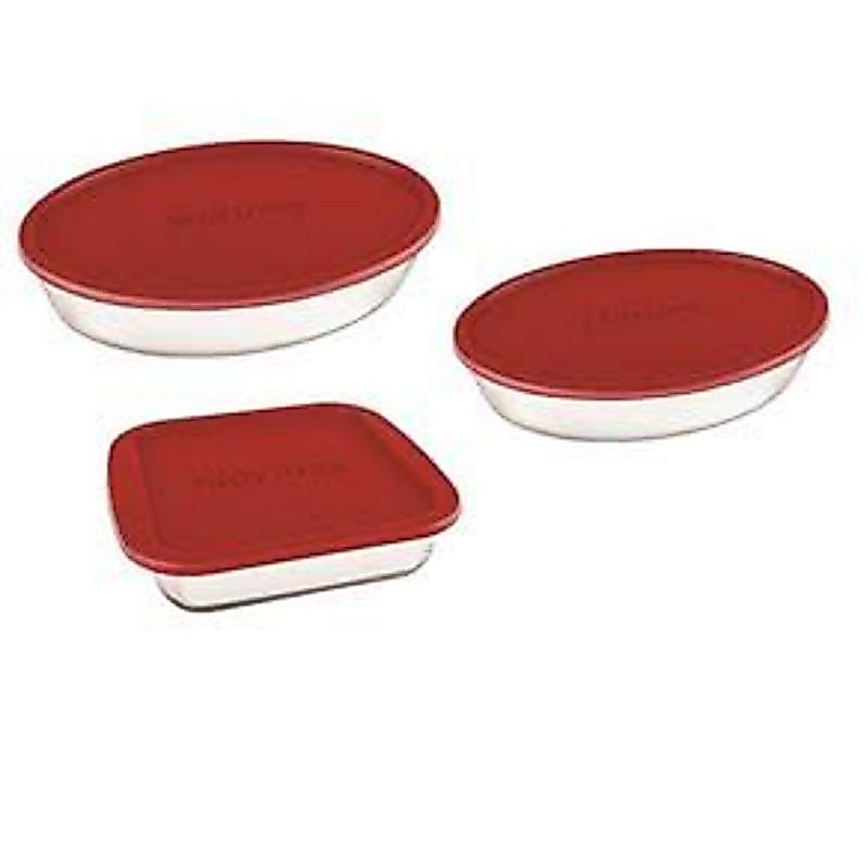 Conjunto Marinex 3 peças Marinex Vermelha Travessas Assadeiras Vidro com Tampa enviadas de forma aleatória