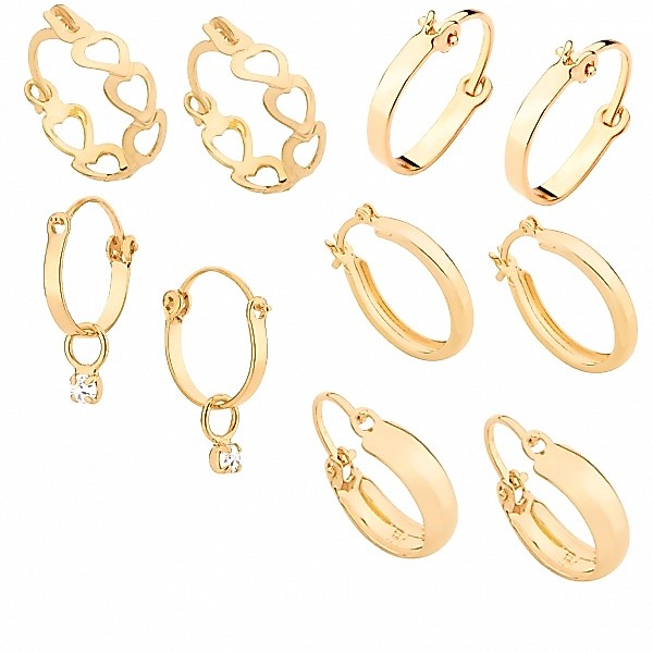 Brinco Argola Rommanel Infantil e Adulto Brincos Argolas folheado a ouro 18k