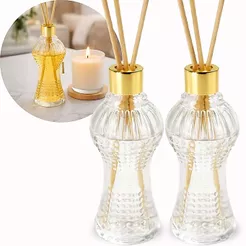 Kit 30 Frascos de Vidro Cinturinha 50ml C/ Tampa Luxo para Aromatizador de Ambiente + Varetas