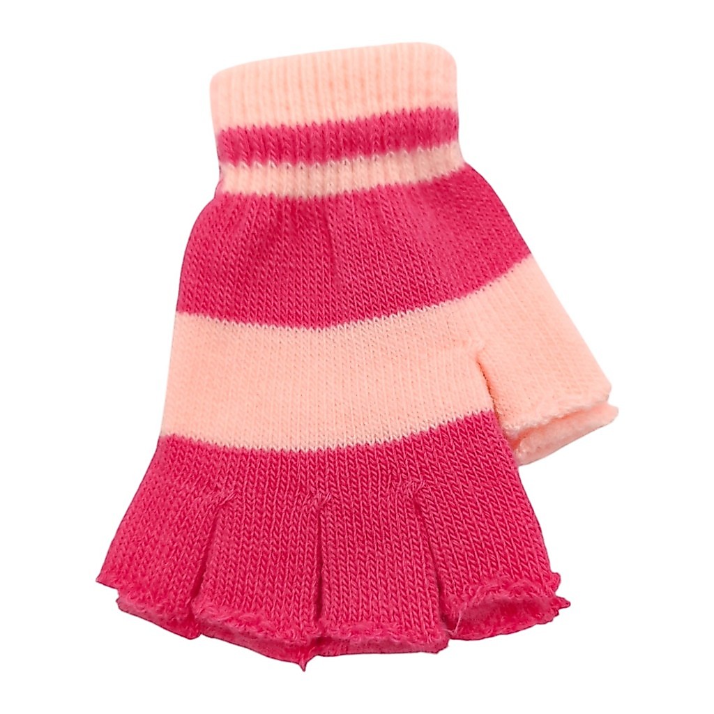 Luvas de frio sem dedos para crianças - quentinha e colorida Rosa Escuro e claro 14 cm - Unissex