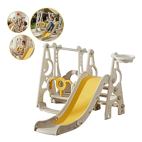 Playground 3 1 Escorregador Balanço Cesta Basquete Bege Bege Bege