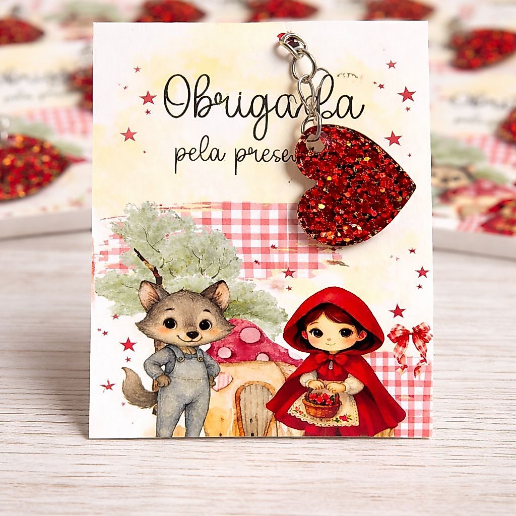 Mimo e Lembrancinha/cartão com chaveiros/Chapeuzinho Vermelho /lembrancinhas para aniversário/mimos personalizados