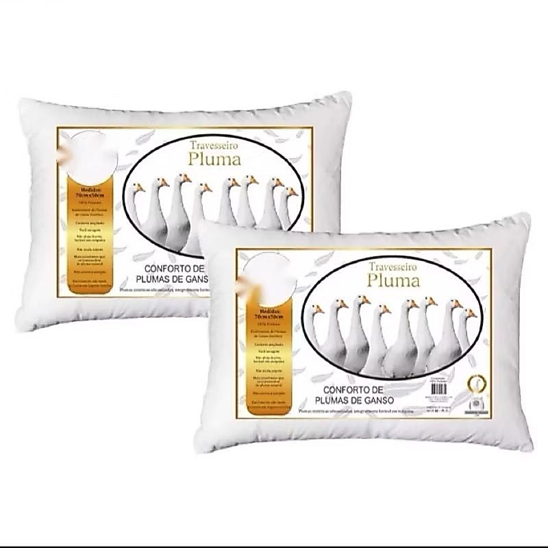Kit 02 Travesseiro de plumas de ganso sintético 50x70 Promoção antialérgico