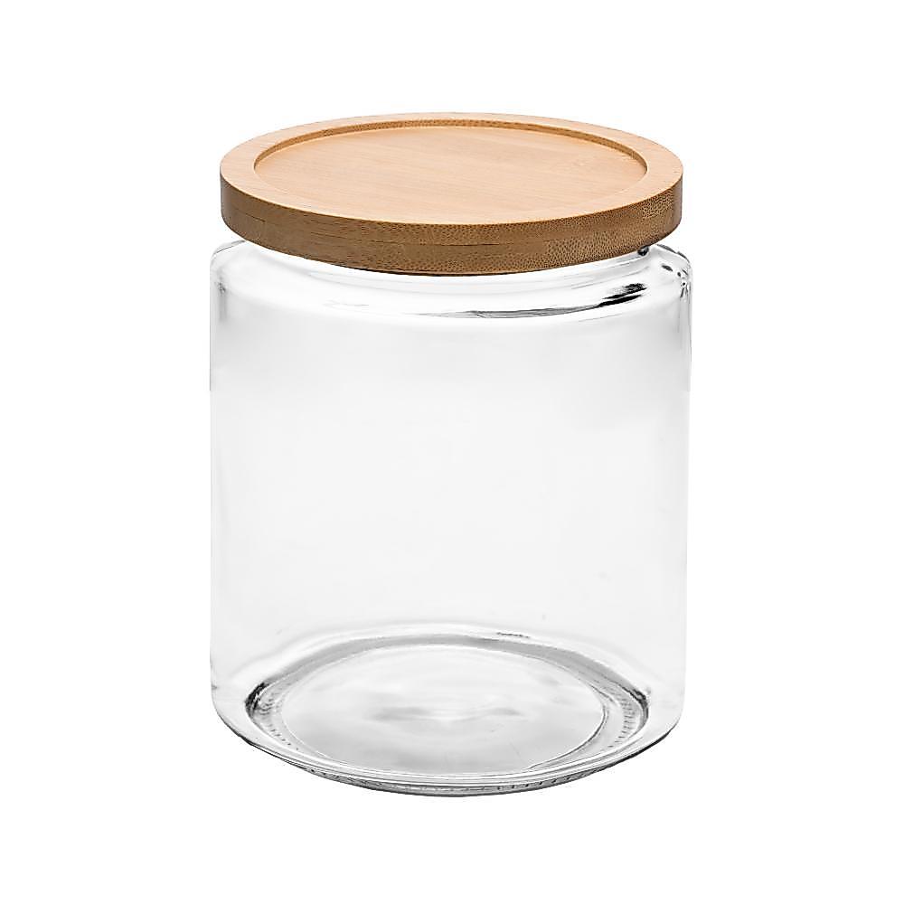 Porta Mantimento Oásis 2L Vidro com Tampa de Bambu Wolff para Grãos Cereais Açúcar Cozinha Organização Mesa Posta Diária