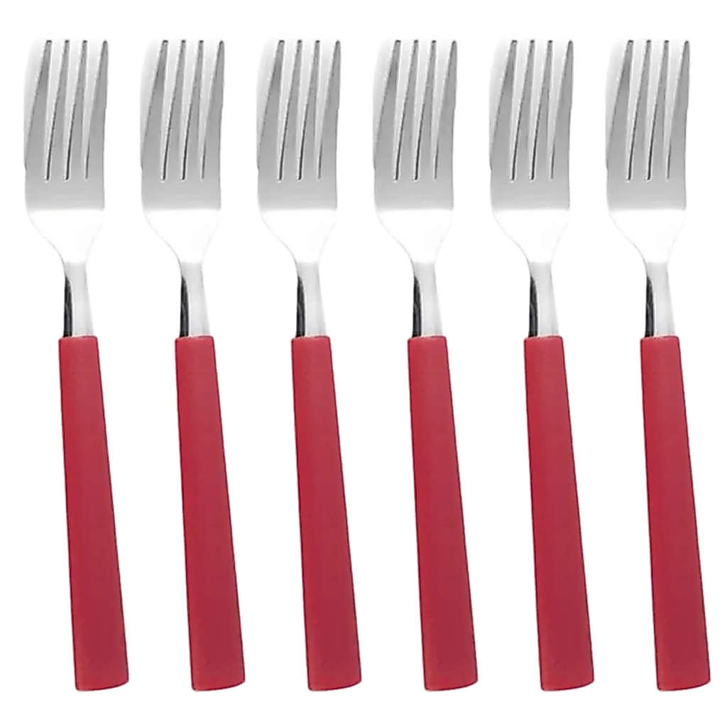 COMP 6 Garfos de Mesa Aço Inoxidável Cabo Vermelho Linha Riviera Brinox