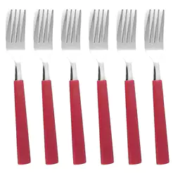 COMP 6 Garfos de Mesa Aço Inoxidável Cabo Vermelho Linha Riviera Brinox
