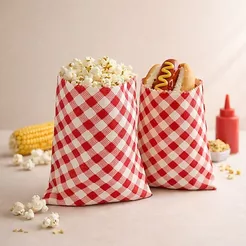 Saquinho para Pipoca e Hot Dog Chita Xadrez - Vermelho - 15,5x11cm - 5 unidades - Rizzo
