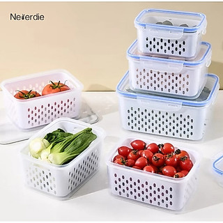 Kit 3 Organizadores Potes Hermetico Geladeira 850ML/1750ML/3300ML Alimentos Vegetais