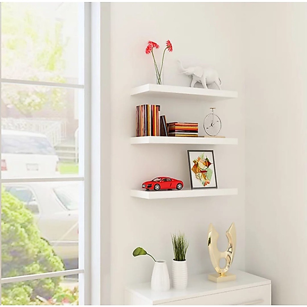 Kit 3 Prateleira 40X10 Reta Branco P/ Decoração, Cozinha, Sala e Quarto — imagem 2 de 2