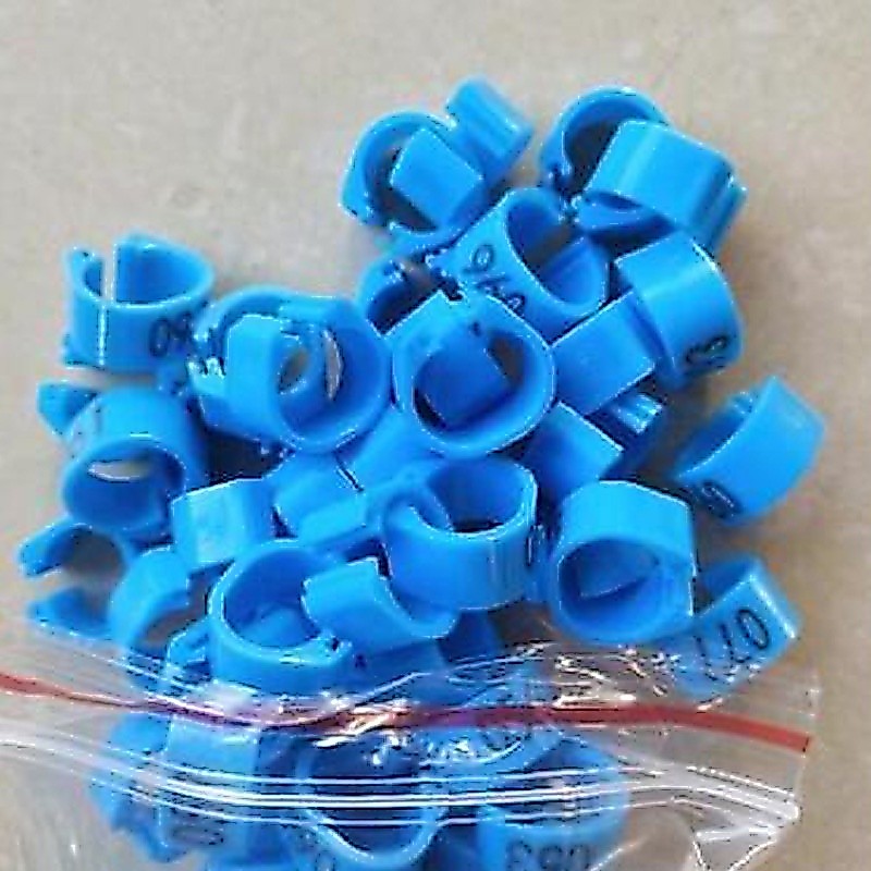 100 Pcs 8mm Pombo Pé Anéis Aves Alargar Digital Clipe Anel De Marca No . 001-100 10 Cores