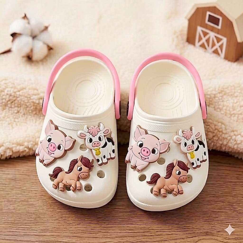 Sandália infantil Menina Chinelo Fazendinha Animais confortável leve Macia Colorida Antiderrapante