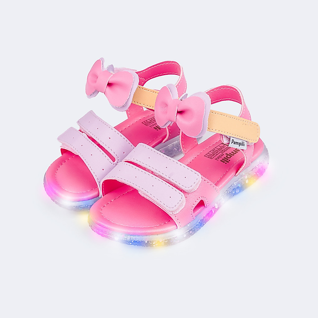 Sandália Infantil Menina Led Laço  Pampili