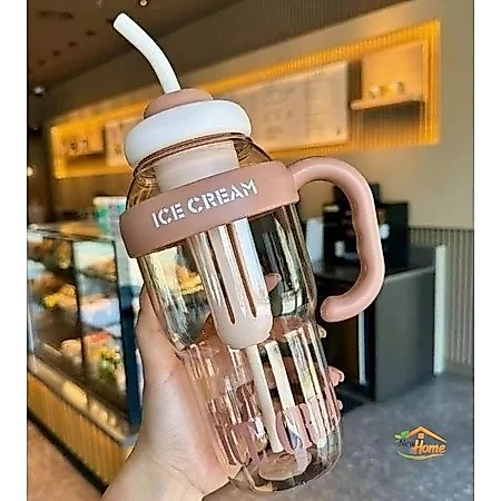 Garrafa de Água com Canudo de Silicone Grande com 1350ml Capacidade com Filtro Portátil ICE CUP ICE CREAM HIDRATE-SE ^