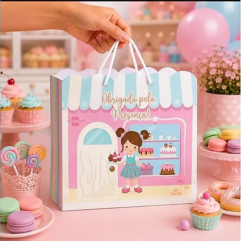 Sacolinha Personalizada Confeitaria Lembrancinha Festa Aniversário