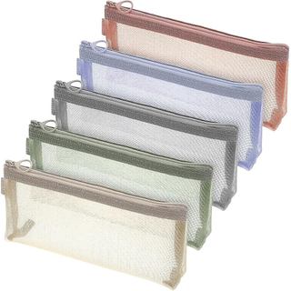 TIESOME 5 Peças de Bolsas de Malha com Zíper, Bolsas de Nylon para Pincéis de Maquiagem e Cosméticos, Organizador Portát