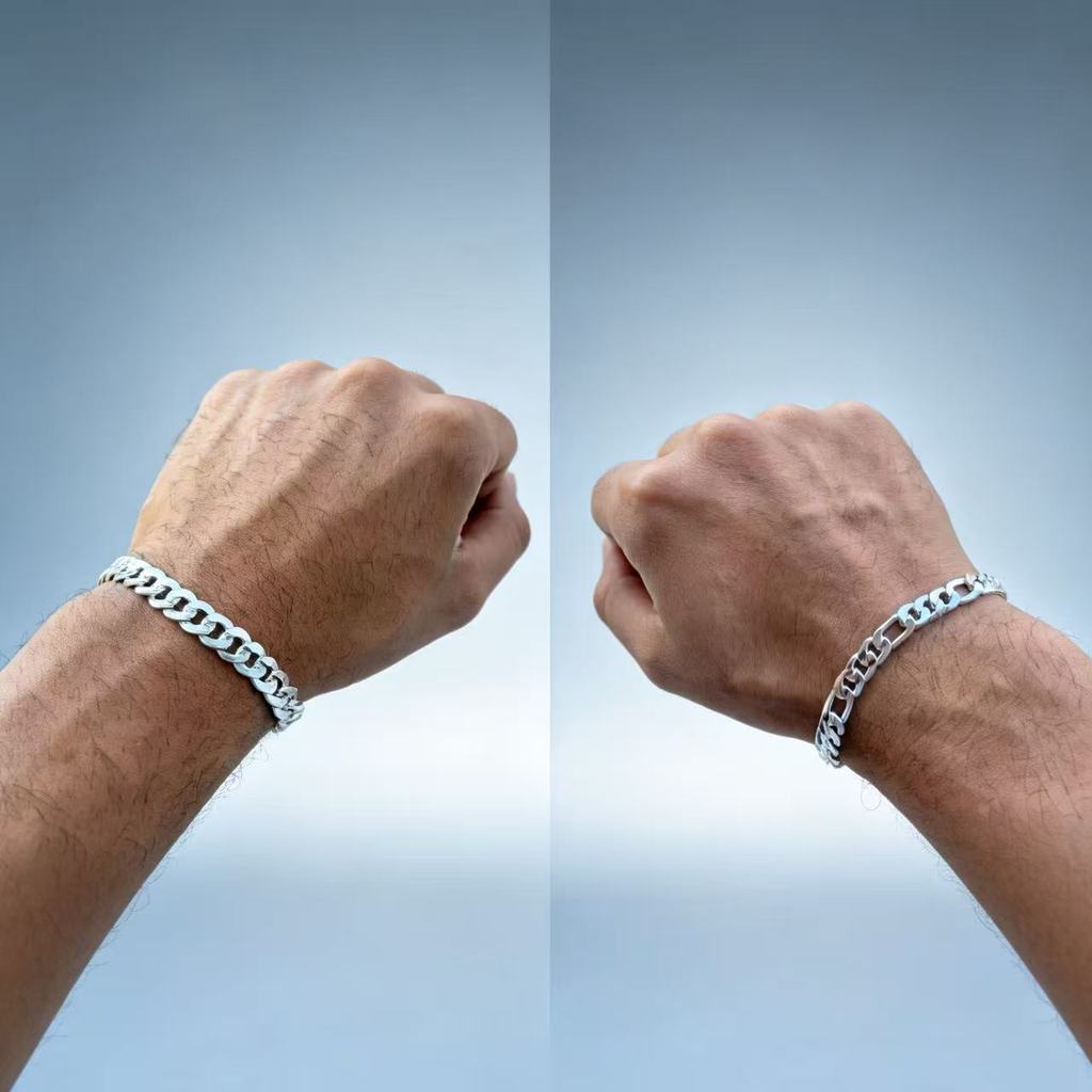 Pulseira Masculina Grumet Banhado a Prata 925 6mm