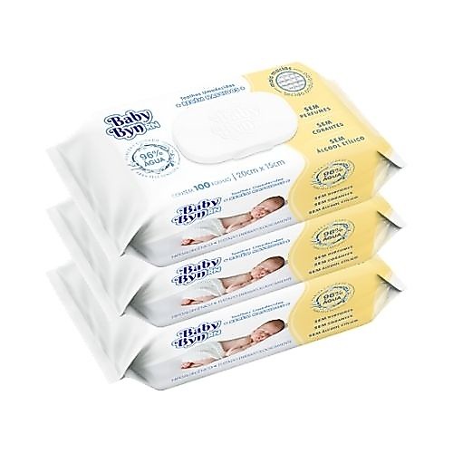 Kit 3 Pacotes Lenço Umedecido Baby Byn RN - 300 Unid - Sem Perfume