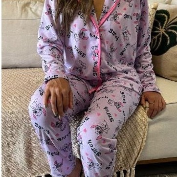 Pijama Feminino Longo Vermelho Estampado | Conjunto de Pijama Manga Longa Confortável