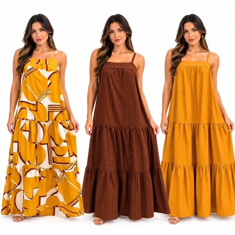 VESTIDO LONGO DE ALÇA NO VISCOLINHO
