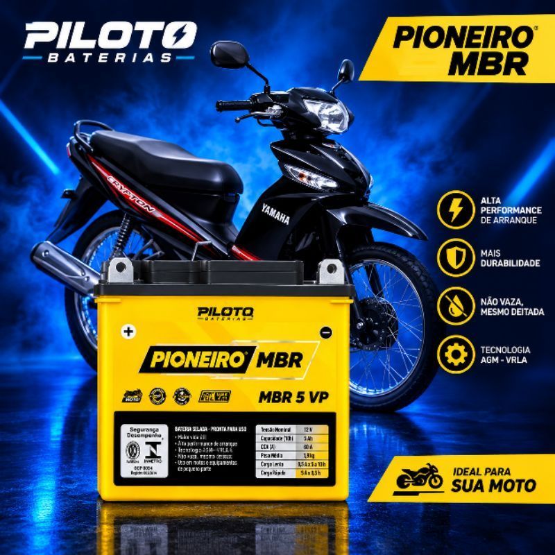 Bateria Moto Pioneiro 5vp 5ah Crypton Hunter 90
