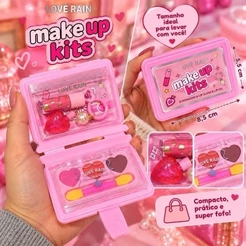 Kit de Maquiagem infantil LOVE RAIN Infantil Para Crianças Com Gloss, Chaveiro e Mini Paleta de Sombra pra Criança