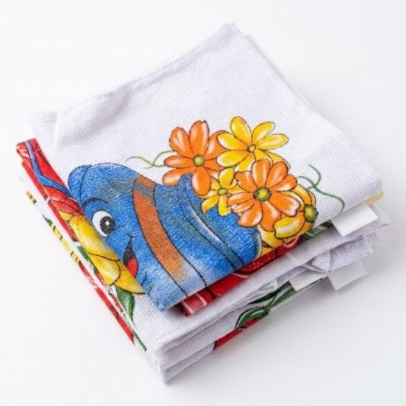 Kit 10 Pano de Prato Estampado Cozinha 45x75cm Algodão 100% - Alta Absorção