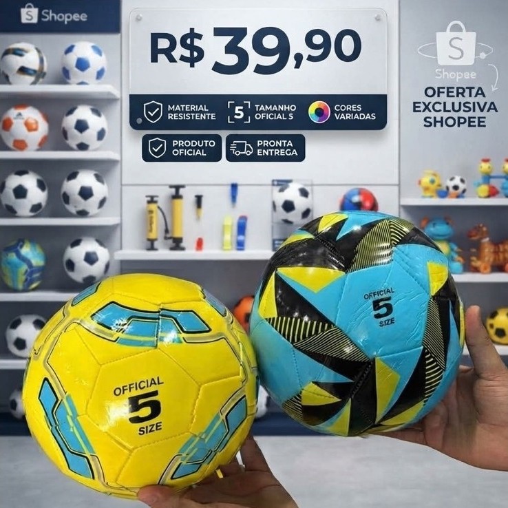 Bola de Futebol Campo / Salão Tamanho 5 Oficial - Alta Durabilidade para Lazer e Brincadeira