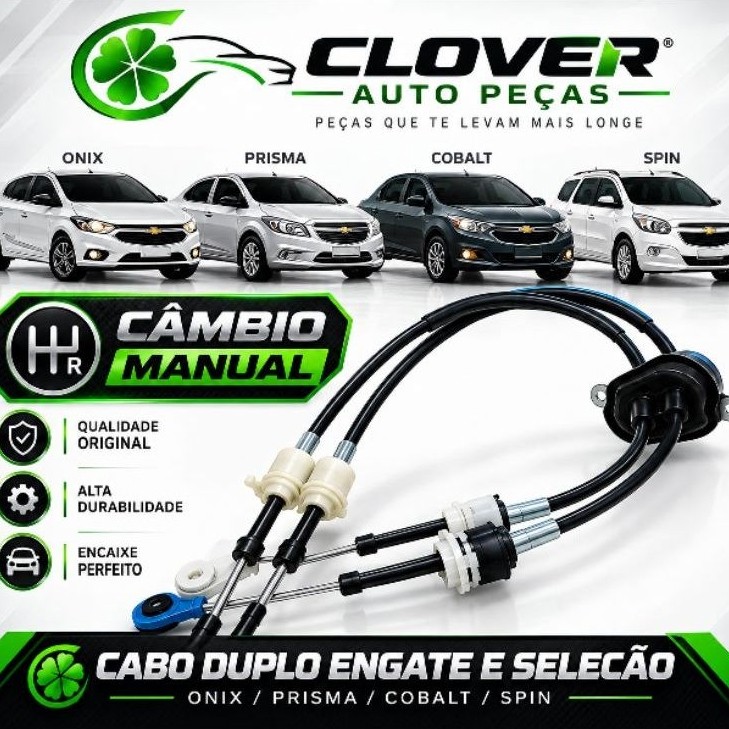 Cabo Engate Seleção Marchas Onix Prisma Cobalt Spin Manual Ponta Azul Branca