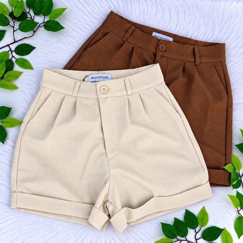 short linho forrado feminino short social linho barra italiana forrado do PP ao G2