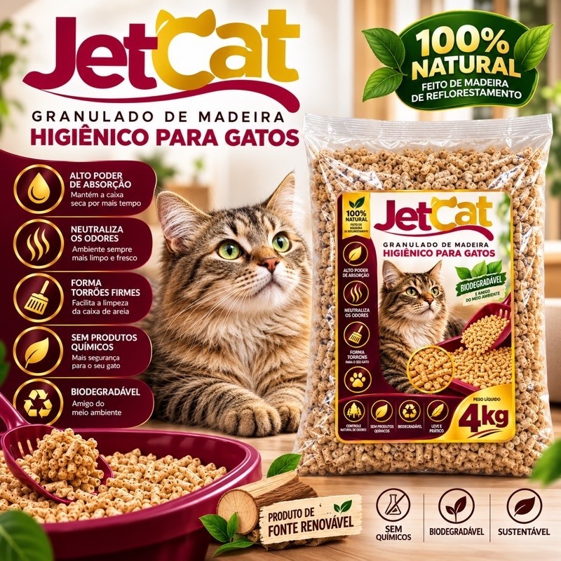 Granulado Higiênico De Madeira 4kg – Não Faz Poeira + Absorvente