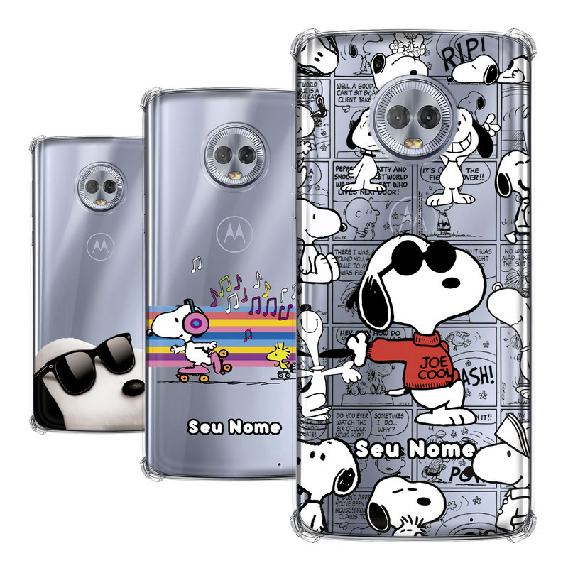 Capa para Motorola Moto G6 Plus Coleção Snoopy e Charlie Brown e Woodstock